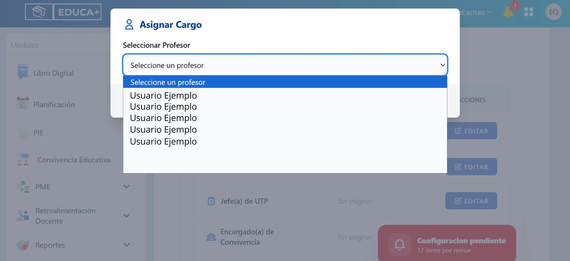 Menú Mi Establecimiento