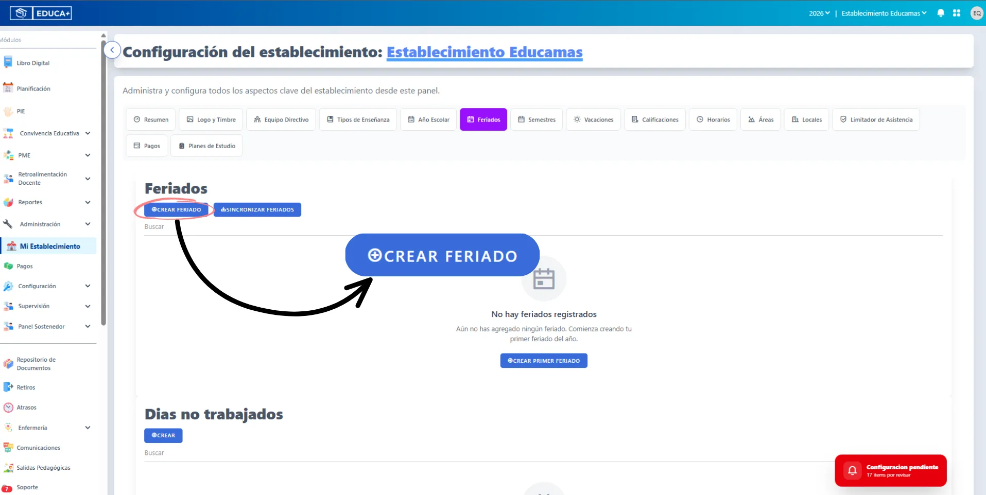Menú Mi Establecimiento