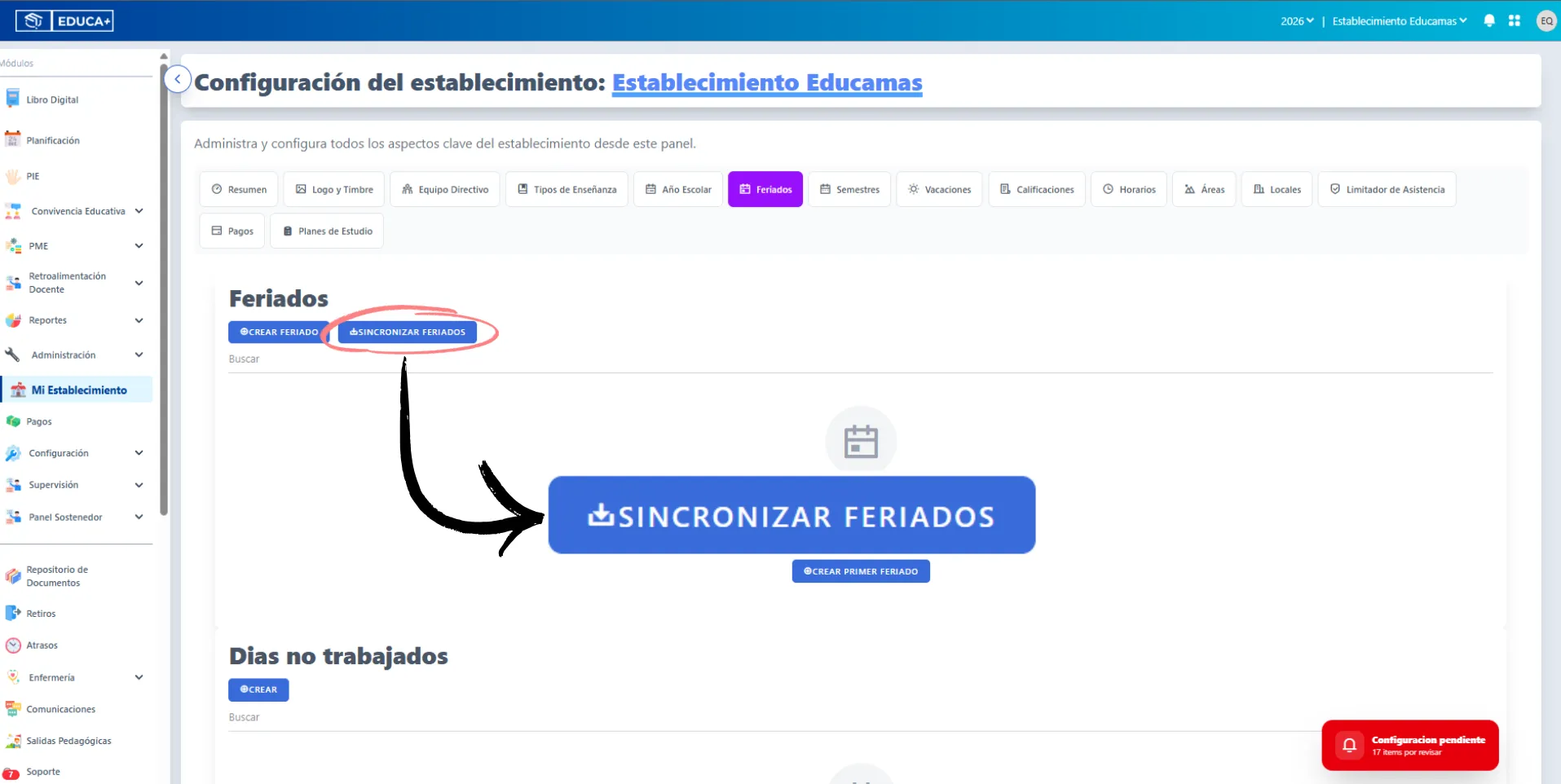 Menú Mi Establecimiento